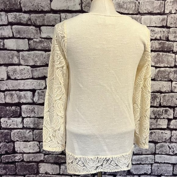 Chico's Asymmetrical Ivory Long Sleeve Blouse Size Small - Picture 6 of 9